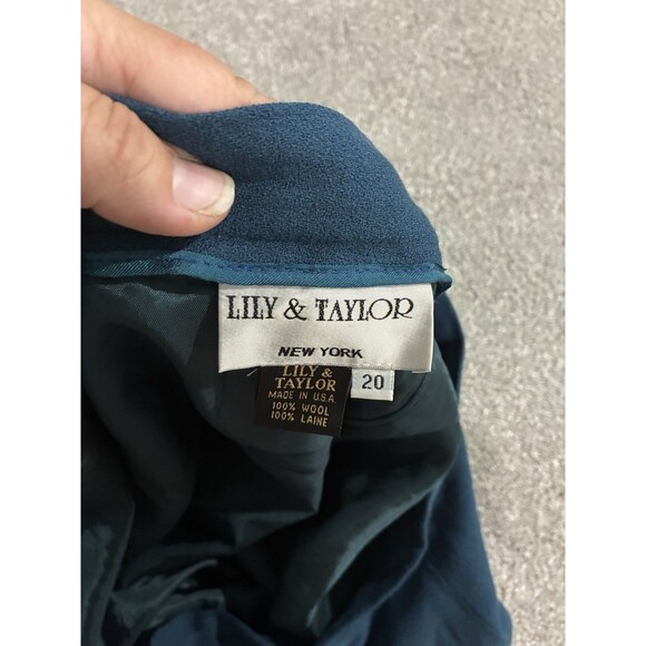 Lily & Taylor Wool Skirt 20 Blue Fur Trim Hem Vintage Mod Style Made USA - Picture 2 of 7